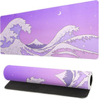 Purple Japanese Sea Wave Gaming Mouse Pad by Siski