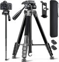 73" Camera Tripod and Monopod, Professional Aluminum Tripod Stand by CAMBOFOTO