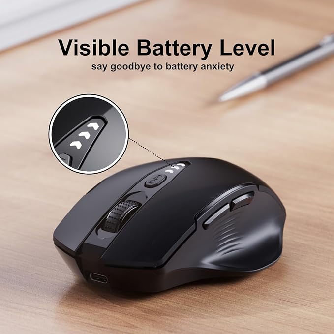 Wireless Mouse, Upgraded 2.4GHz Rechargeable Ergonomic Computer Mouse, 4 Levels - Image 3