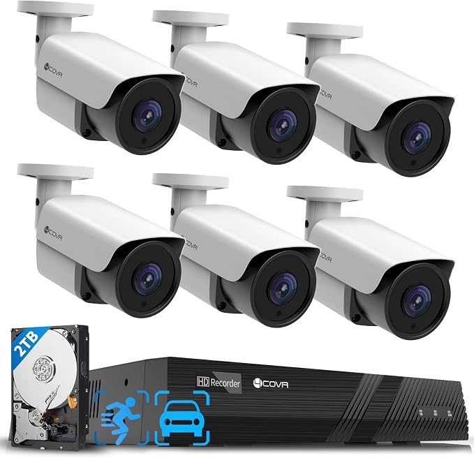 4COVR PoE Security Camera System, AI Human/Vehicle Detection, 8 Channel 8MP PoE by 4COVR