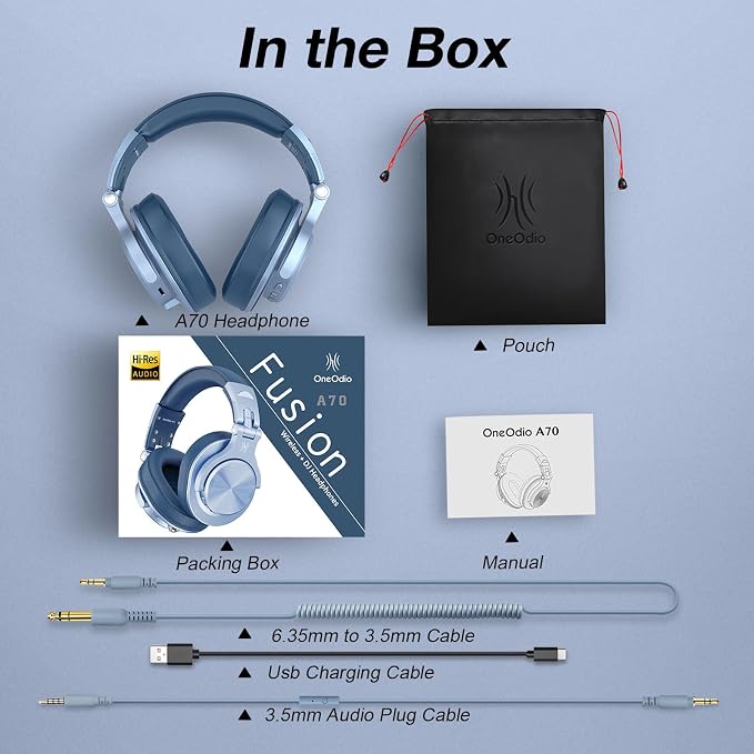 OneOdio A70 Bluetooth Over Ear Headphones, Wireless Headphones w/ 72H Playtime - Image 7