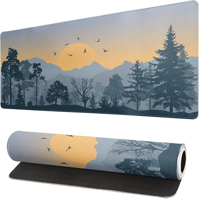 Mountain Gaming Mouse Pad 31.5x11.8 Inch Forest Large Mousepad Extended Grey by Siski