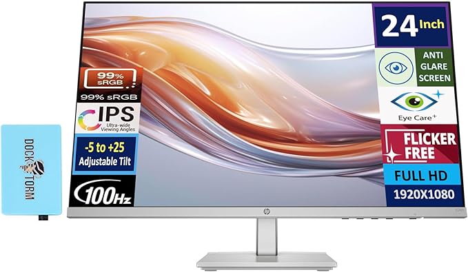 HP Series 5 524sh Monitor 24" IPS FHD 99% sRGB Display, Adjustable Tilt by HP