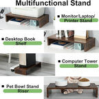 TEAMIX 2 Pack Monitor Stand Riser-20 inch, Wooden Tabletop Shelf - Image 3