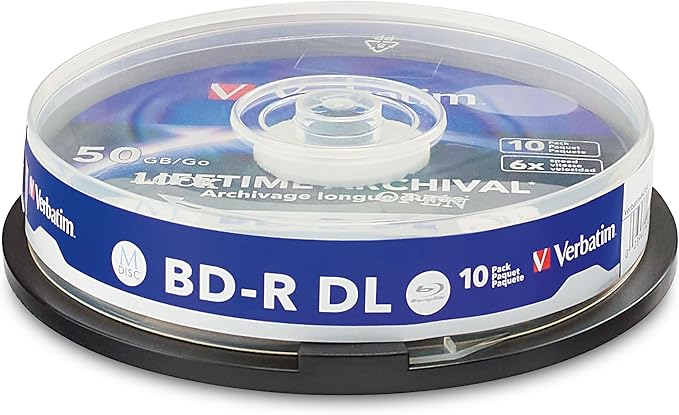 Verbatim M DISC BD-R DL 50GB 6X Lifetime Archival White Inkjet Hub Printable by Verbatim
