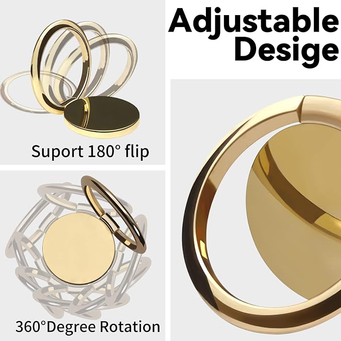 Metal Cell Phone Ring Holder Finger Ring Stand, 360 Degree Rotation Ring - Image 2