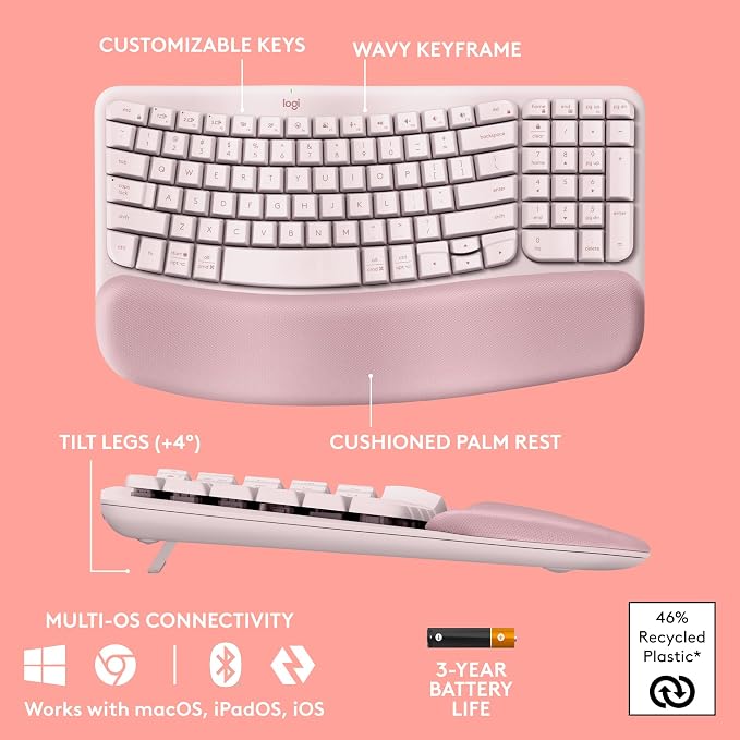 Logitech Wave Keys Wireless Ergonomic Keyboard - Image 6