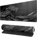 Japanese Gaming Mouse Pad Abstract Black Mouse Pad 31.5x11.8 Inch Black Sea by Siski