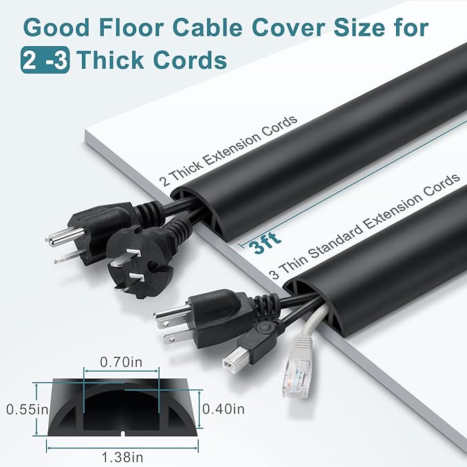 3FT PVC Cord Hider, Soft Wire Covers - Image 2