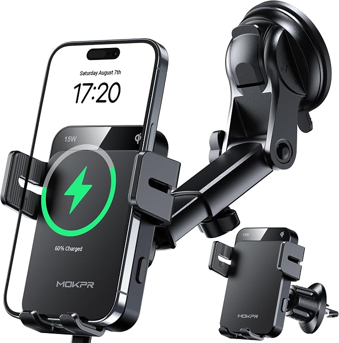 MOKPR Wireless Car Charger, 15W Auto Clamping Car Charger Dash Windshield Air by MOKPR