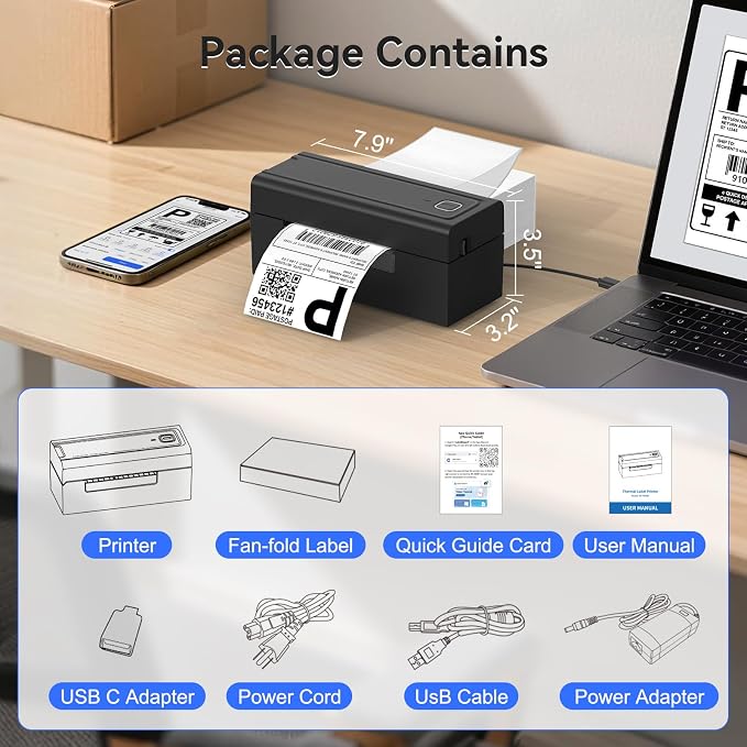 Bluetooth Thermal Shipping Label Printer, Wireless 4x6 Shipping Label Printer - Image 8