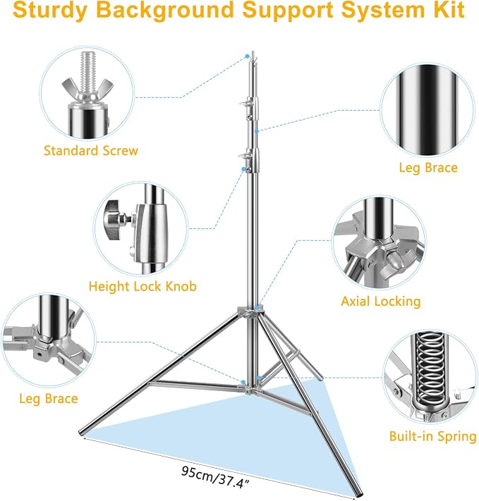 9.2 x 10 Ft Stainless Steel Backdrop Stand Heavy Duty, MSKIRA Adjustable - Image 5