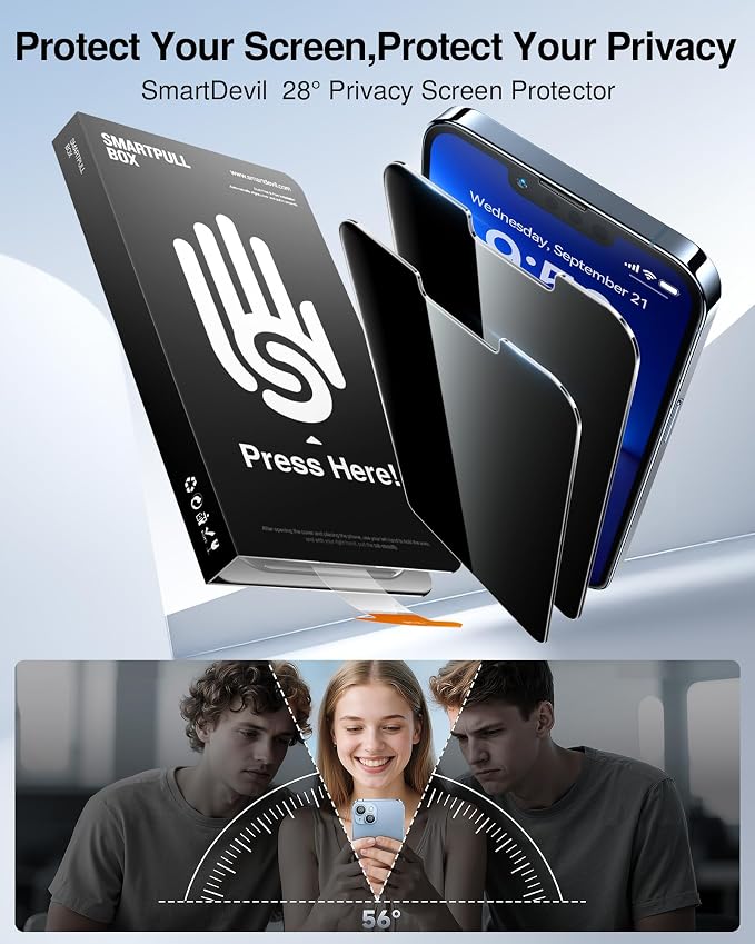 SMARTDEVIL 2 Pack for iPhone 13 Pro Max Privacy Screen Protector, Military - Image 2