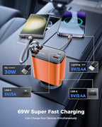 4 in 1 Retractable Car Charger, SUPERONE Smaller Fast Car Phone Charger 69W - Image 6