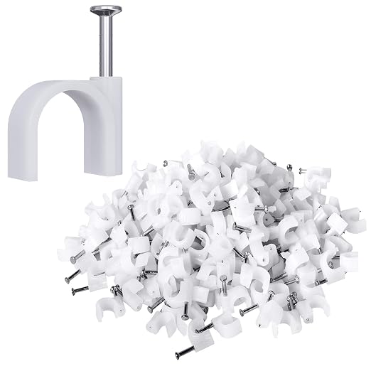 200 Pack Nail in Cable Clips Ethernet Cable Nails Tacks Clips 7mm by Darller