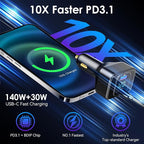 170W PD3.1 Car Charger with LED Voltage Display, USB-C Cigarette Lighter - Image 2