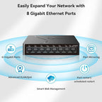 8-Port Gigabit Easy Smart Managed Ethernet Switch | Plug & Play Network Hub - Image 6