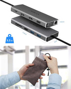 TOTU 13-in-1 USB-C Hub with Ethernet, 4K HDMI, SD/TF Cards Reader, Mic/Audio - Image 8
