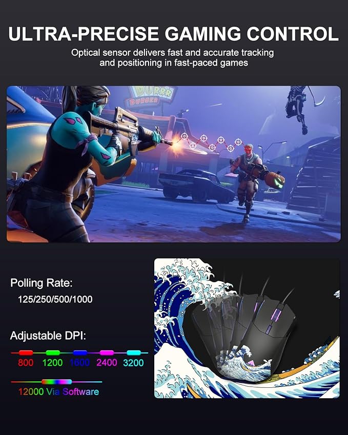COSTOM Womier G705 USB Wired Gaming Mouse - Image 3