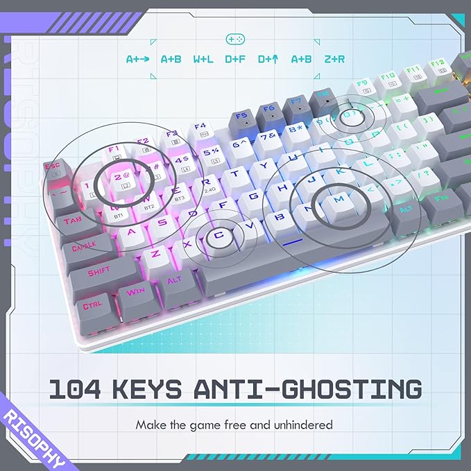 Wireless Mechanical Keyboard, Triple Mode 2.4G/USB-C/Bluetooth Gaming Keyboard - Image 3