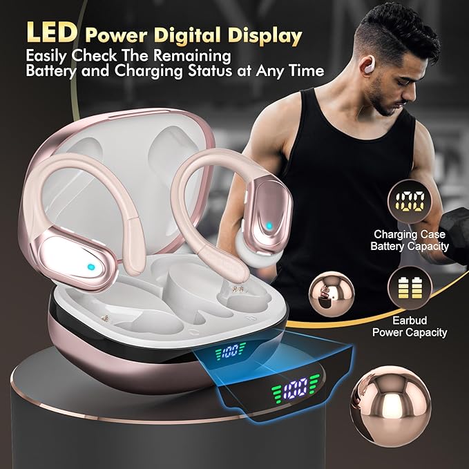 HAOYUYAN Wireless Earbuds, Sports Bluetooth Headphones, LED Power Display Ear - Image 7