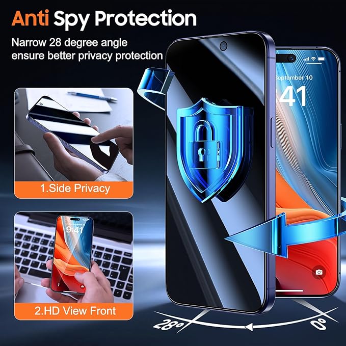 UniqueMe for iPhone 15 Plus / 16 Plus Privacy Screen Protector - Image 2