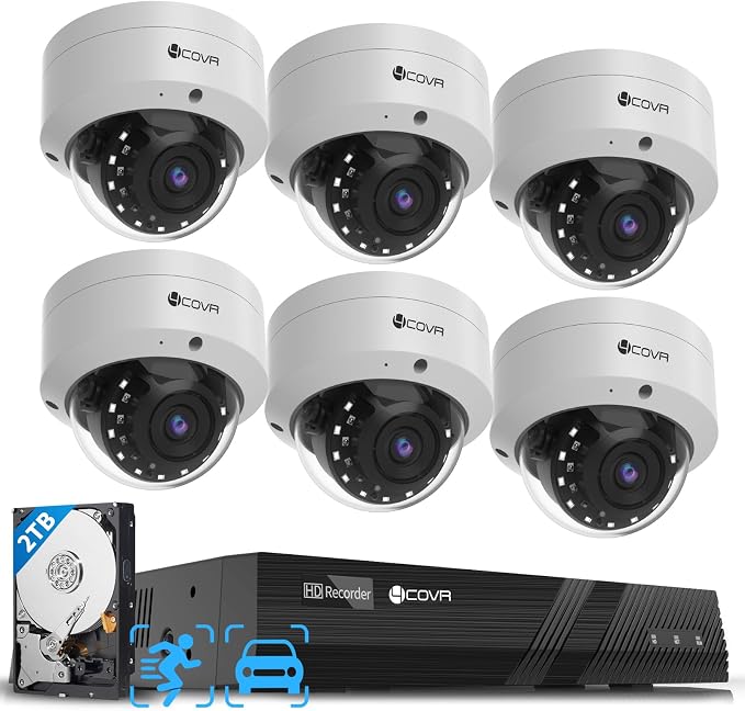 4COVR 8 Channel Security Camera System, 6X 5MP IK10 Vandal-Proof Wired by 4COVR