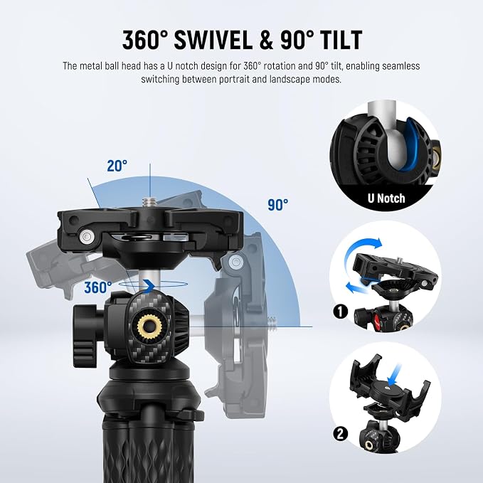 NEEWER Flexible Tripod with Remote, Mini Camera Phone Tripod Stand with Hidden - Image 4