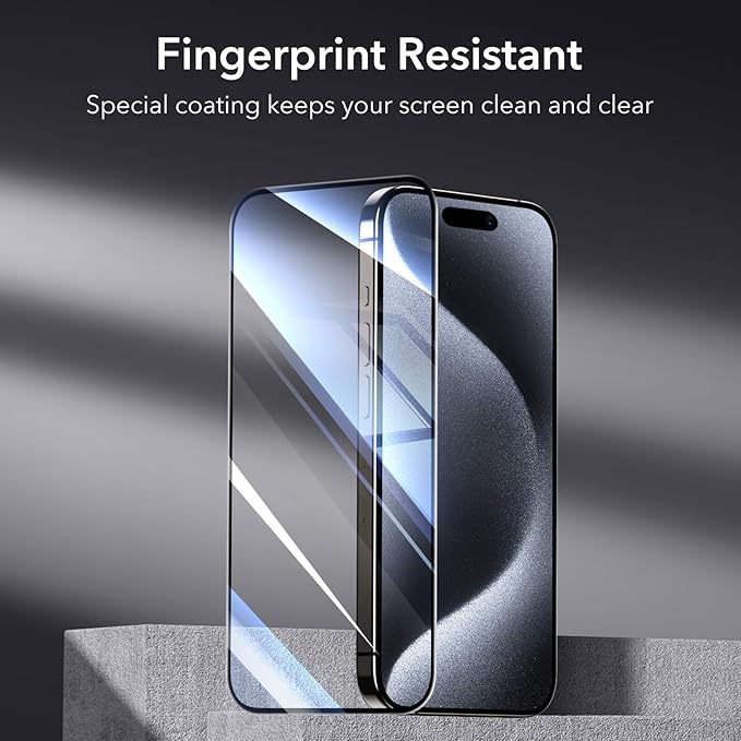 ESR 3+1 Pack for iPhone 15 Pro Max Screen Protector, 3 Black Edge - Image 8