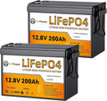 2 Pack 12V 200Ah LiFePO4 Deep Cycle Rechargeable Battery Pack Built-in 100A BMS by Cymoye