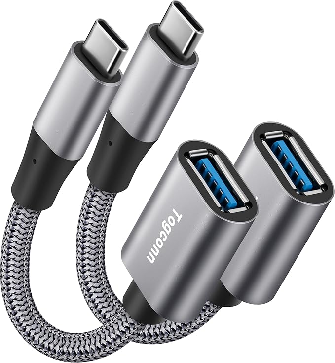 USB-C to USB 3.1 Adapter（2 Pack）, Nylon Braided Type-C OTG Cable USB C Male to by Togconn