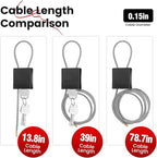 Cable Padlock with 3 Keys | L 1.15ft, D 1/6in Adjustable Steel Cable Lock | - Image 9