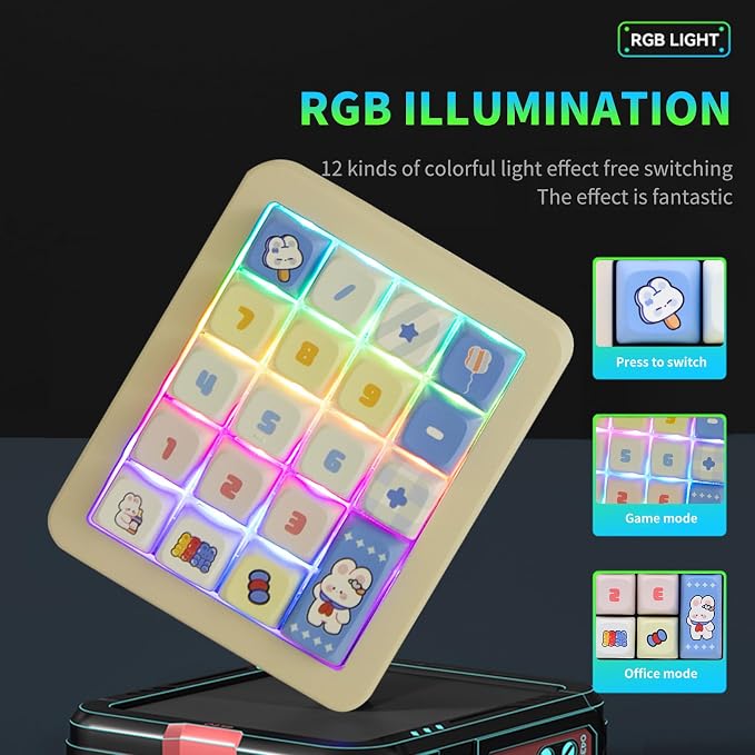 Adventurers K812 Wired Mechanical Numeric Keypad, 19-Key Hot-Swappable RGB - Image 2