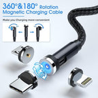 Magnetic Charging Cable, 540° Rotating Magnetic Phone Charger 3 in 1 Magnetic - Image 2