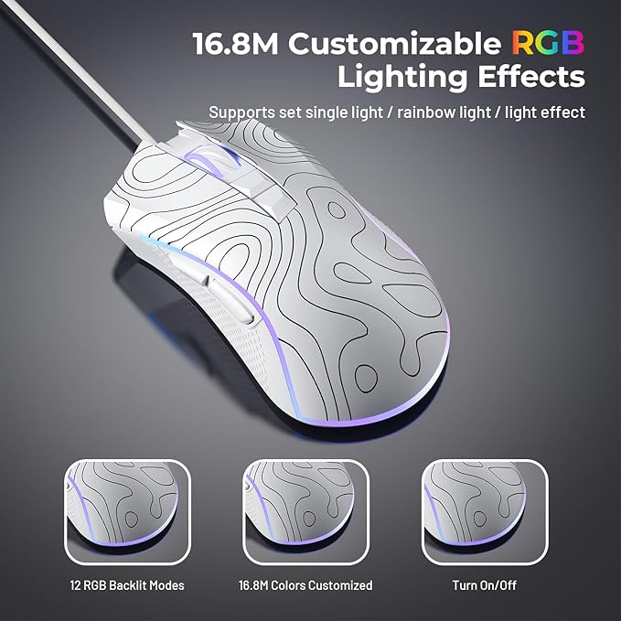 XVX G705 Wired Gaming Mouse, 12000 DPI RGB Gaming Mouse - Image 5