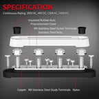 DAIERTEK Negative Bus Bar 12V Marine 4 x 5/16" Terminal Studs 6 x M4 Terminal - Image 3