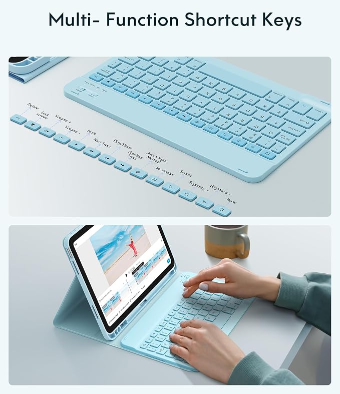 CHESONA Keyboard Case for iPad 11th/10th Generation, Detachable Wireless - Image 5