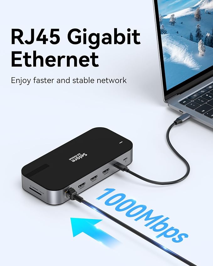 Selore USB C Dock 3 HDMI, Docking Station Dual Monitor, 16 in 1 Laptop Docking - Image 7