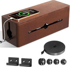 Cinati Large Cable Management Box, 15.8" Wooden Cable Organizer by Cinati