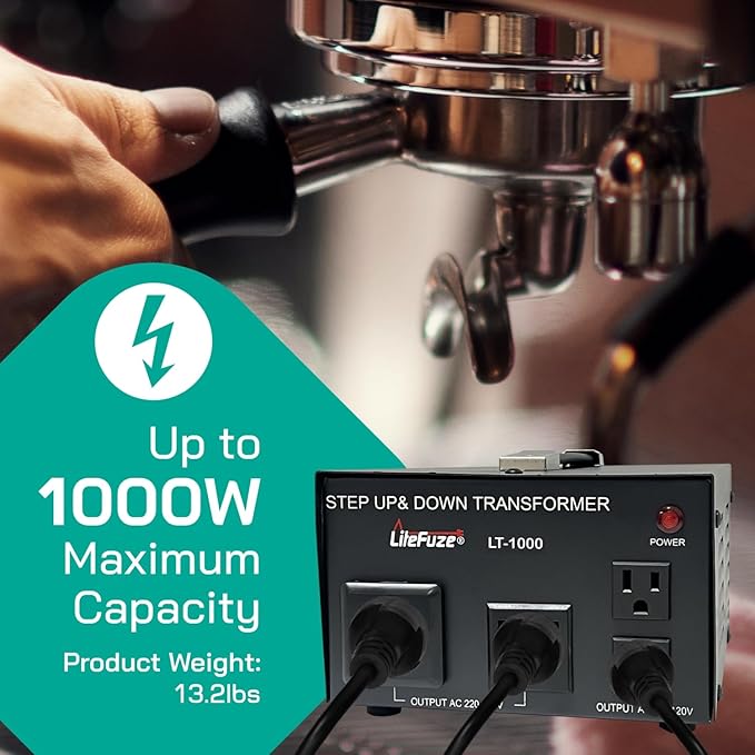 LiteFuze LT Series 1000 Watt Voltage Converter Transformer Step Up/Down - 110v - Image 3