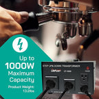 LiteFuze LT Series 1000 Watt Voltage Converter Transformer Step Up/Down - 110v - Image 3