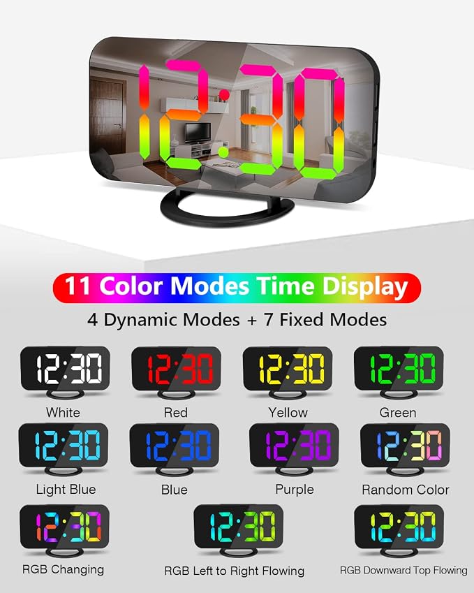 SZELAM LED RGB Digital Alarm Clock, - Image 3