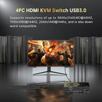4K@60Hz HDMI KVM Switch USB3.0 4 Computers 1 Monitors HDMI 4 Port KVM Switches - Image 2