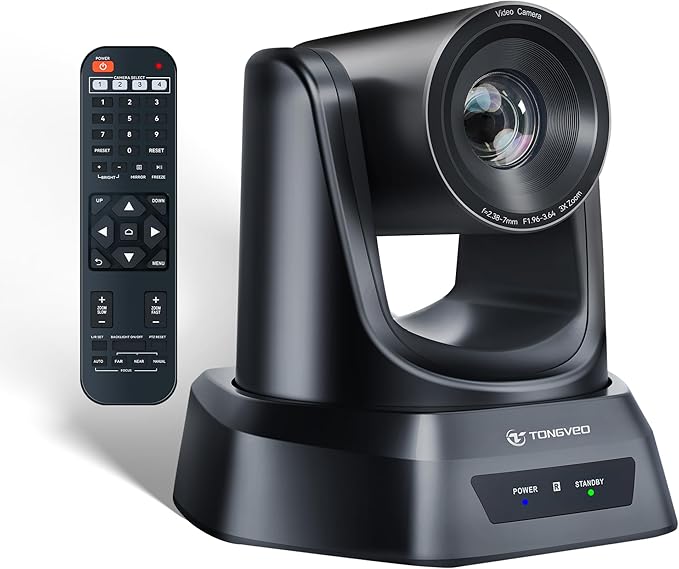 TONGVEO 3X Optical Zoom PTZ Camera HDMI USB 3.0 1080P 60fps 114-Degree by TONGVEO