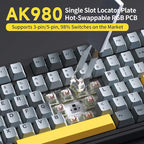NACODEX Ajazz AK980 Grey Yellow Wireless Mechanical Gaming Keyboard, Tri-Mode - Image 3