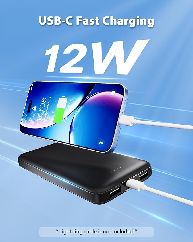 Miady 2-Pack 10000mAh Dual USB Portable Charger, Type-C Charging Power Bank - Image 3