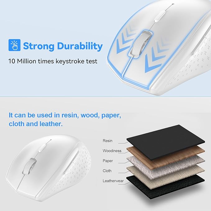 TECKNET Bluetooth Mouse, 4800 DPI Wireless Mouse, 2-Year Battery 6 Adjustable - Image 5