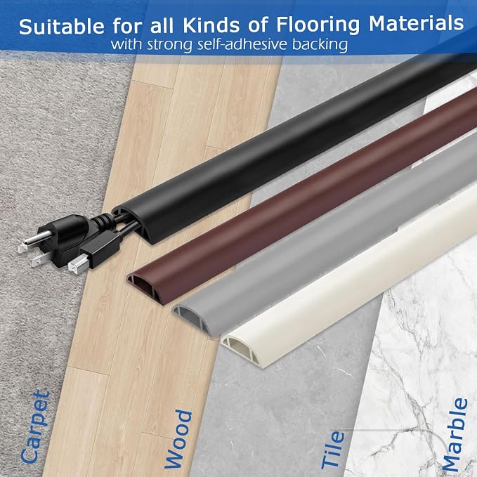 6ft Floor Cord Cover, Cord Hider Floor Gray, Extension Cable Cover Power Cord - Image 4