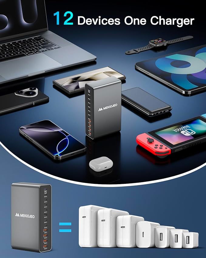 12 Ports Aluminum Alloy 380W Charging Station Fast USB C Charger Block 65W - Image 5