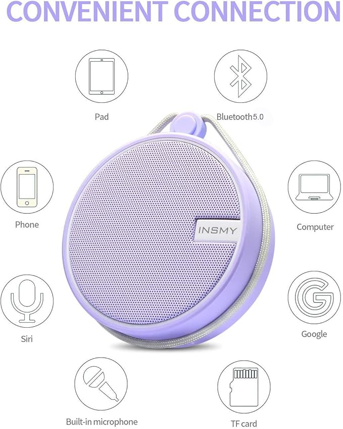 INSMY C12 IPX7 Waterproof Shower Bluetooth Speaker, Portable Small Speaker - Image 6